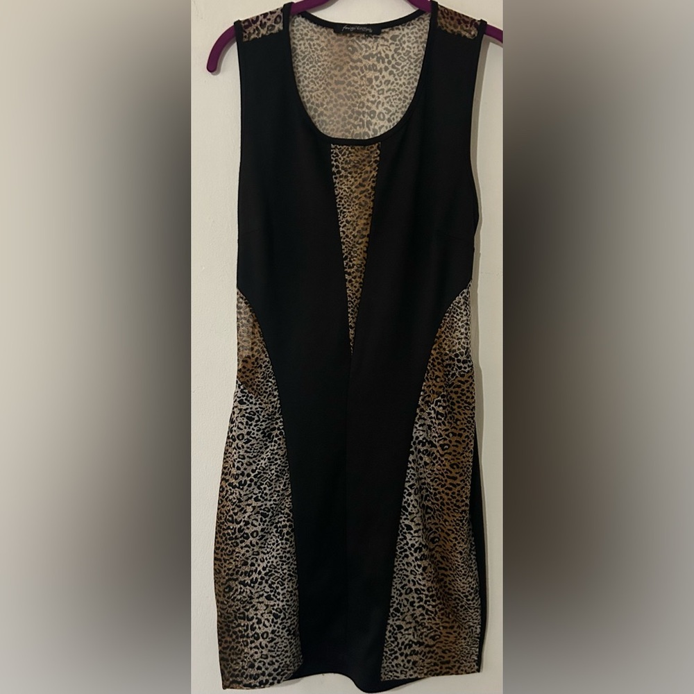 Foreign Exchange Black and Tan Animal Print Dress